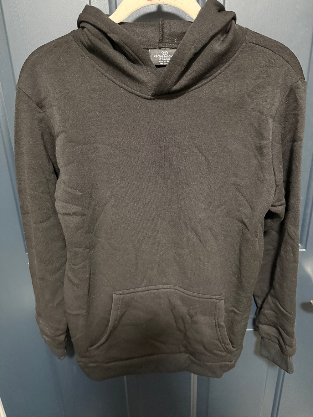 Kids Black Pullover Hoodie with Kangaroo Pocket